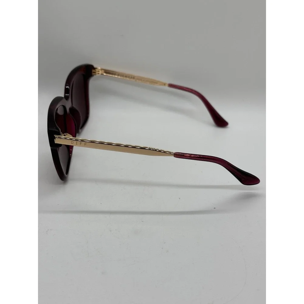 DIFF Eyewear Bella Oversized Square Sunglasses Pink Burgundy Gold‎ w Case EUC!